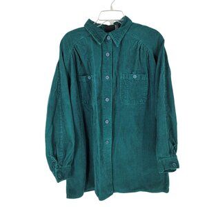 Corduroy Button Up Shirt 22/24 VTG 90s Grandmacore Y2K Grunge Dopamine Oversize